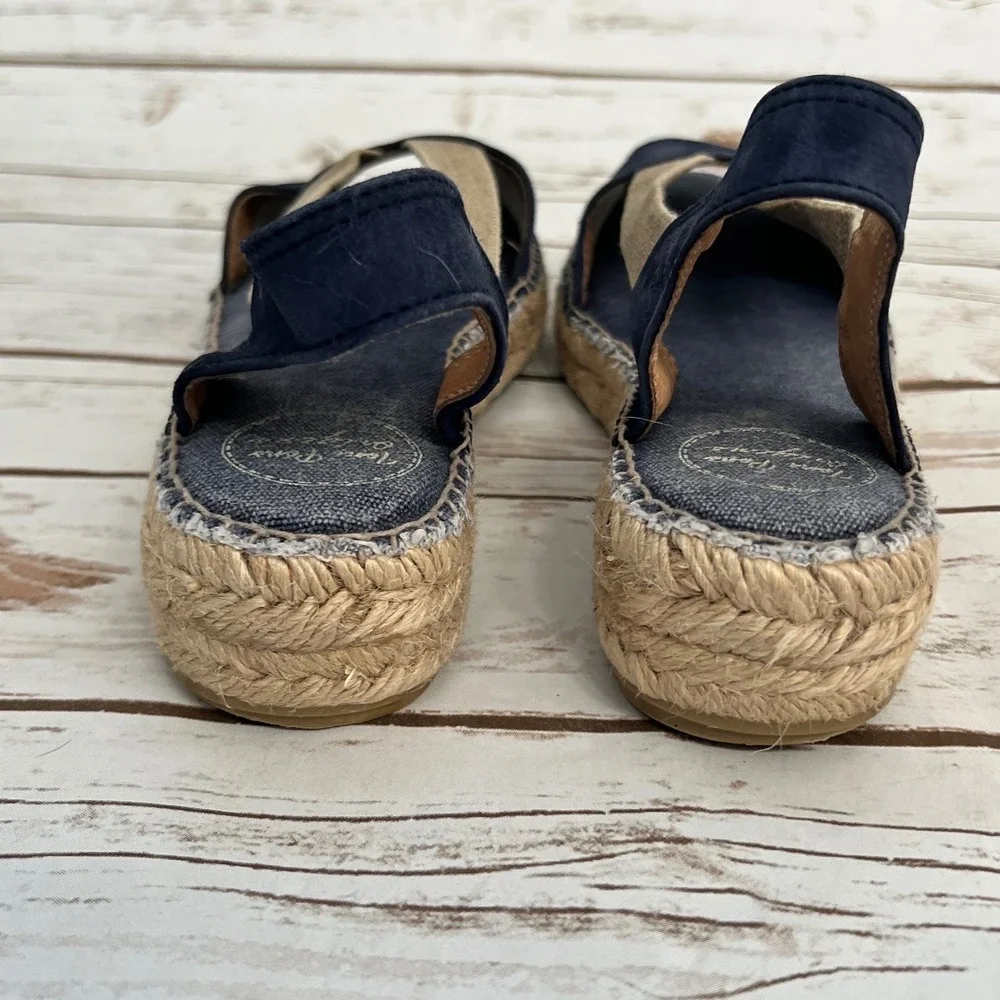Toni Pons Origens Espadrille Sandals Navy Blue Suede Elastic Strap Spain Size 40